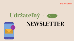 grafické znázornenie nápisu udržateľný newsletter s lístkom a logom baterkáreň.