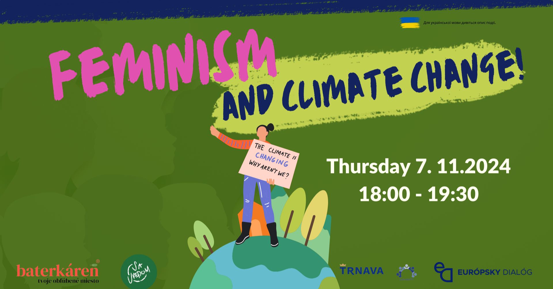 banner na web eventu feminism and climate change november