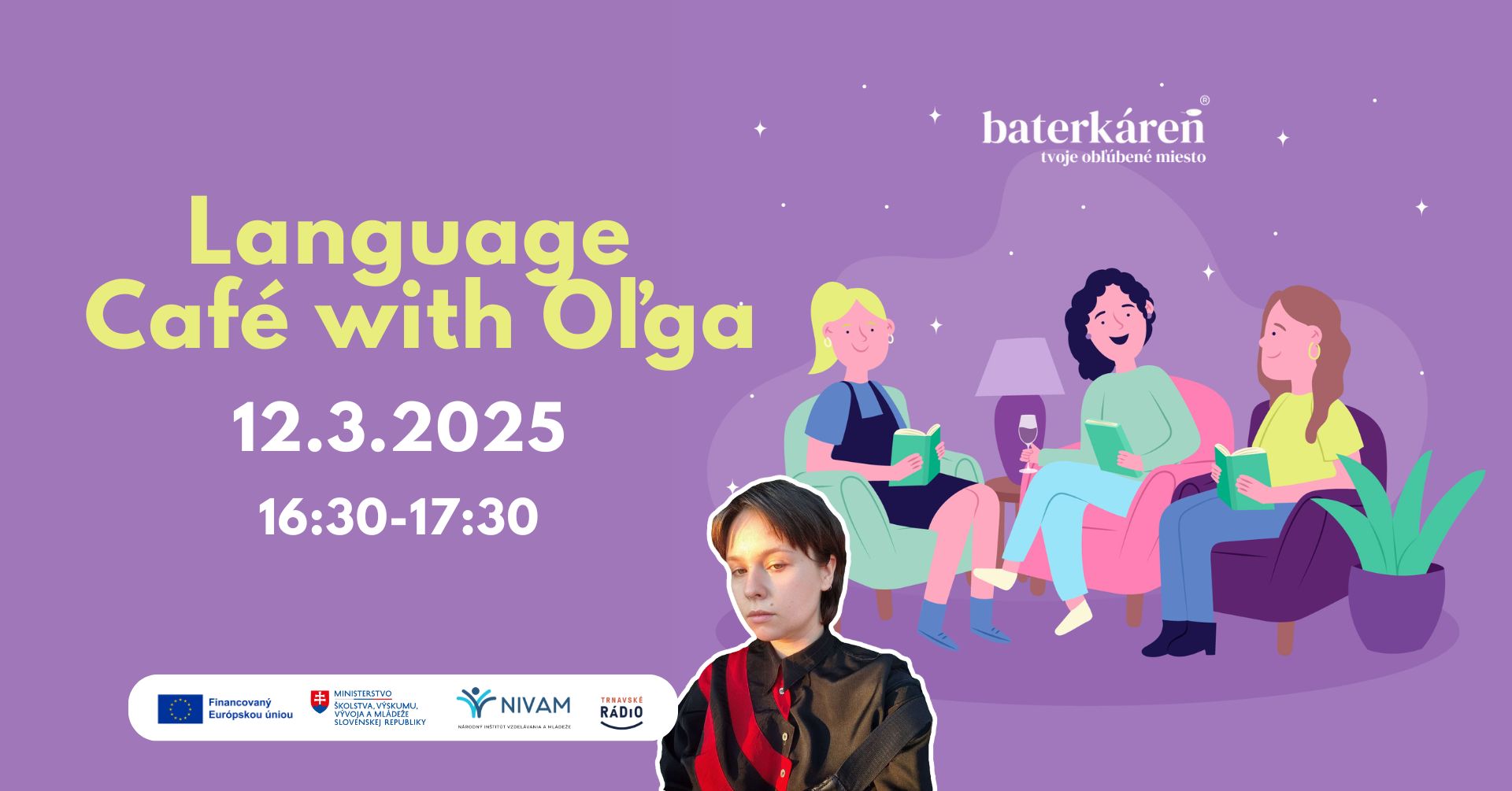 banner na web eventu language cafe marec